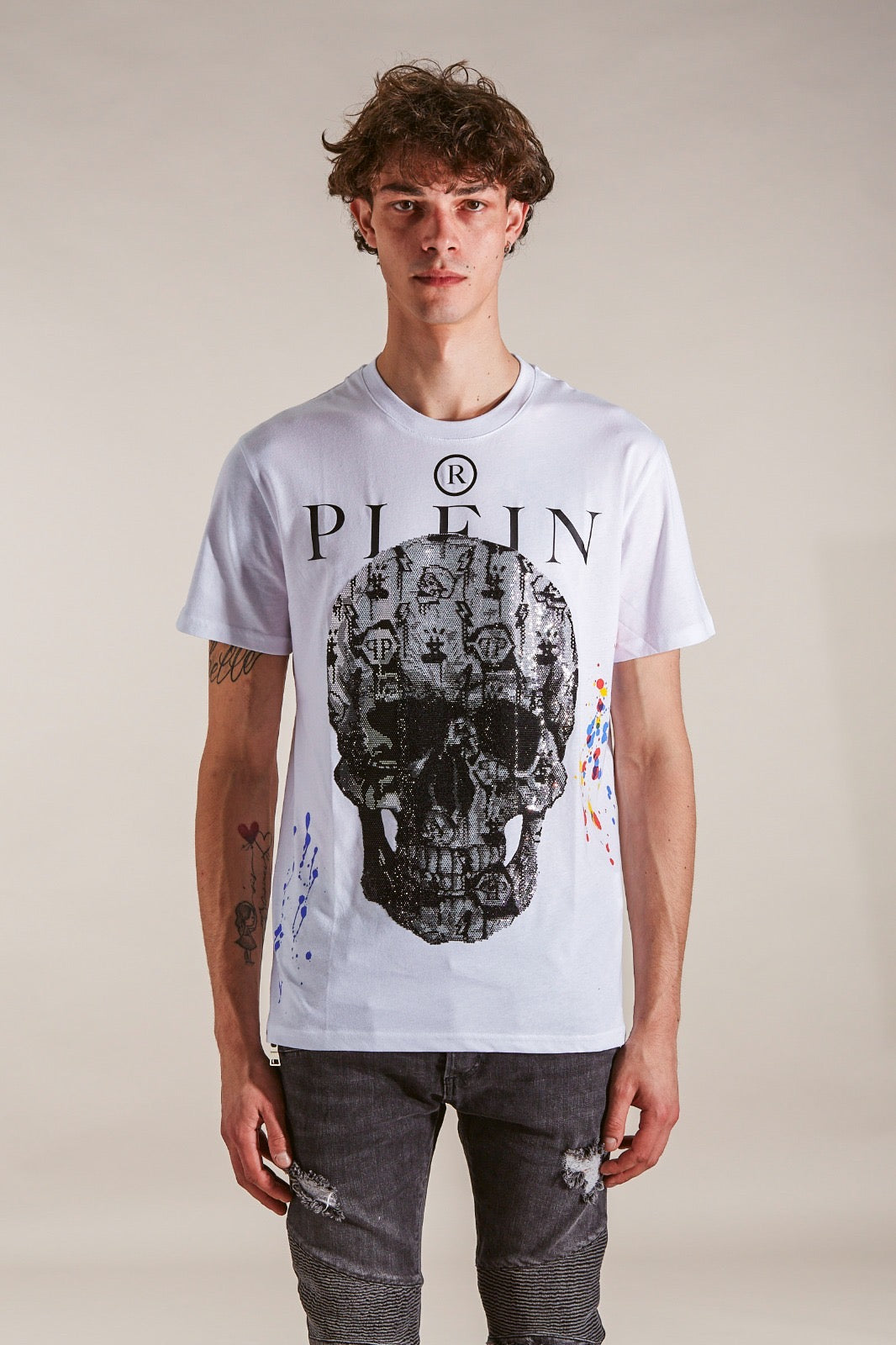 T-SHIRT ROUND NECK SS SKULL WITH CRYSTALS