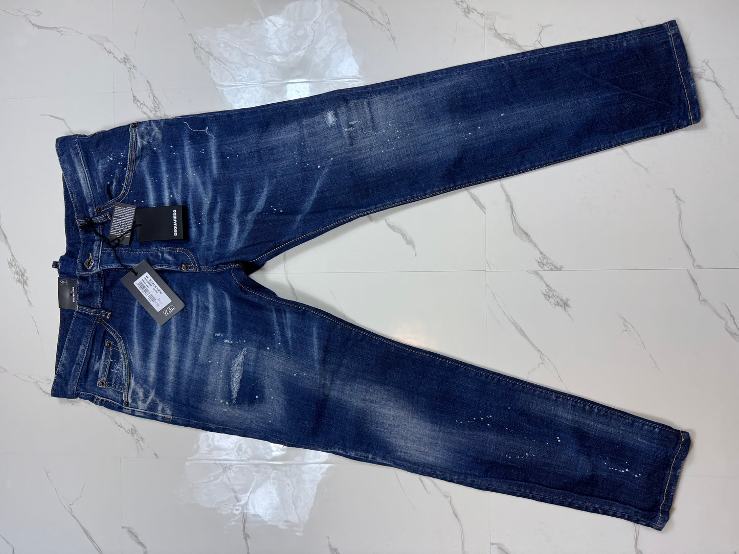 DSQUARED2 DSQ2 PATCH RIPPED SKATER JEANS IN BLUE